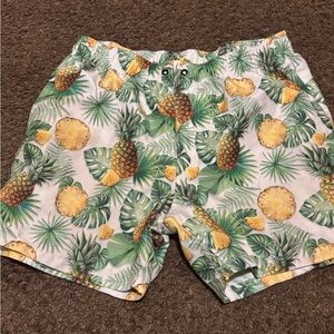 Tropical Pineapple Print Swim Shorts